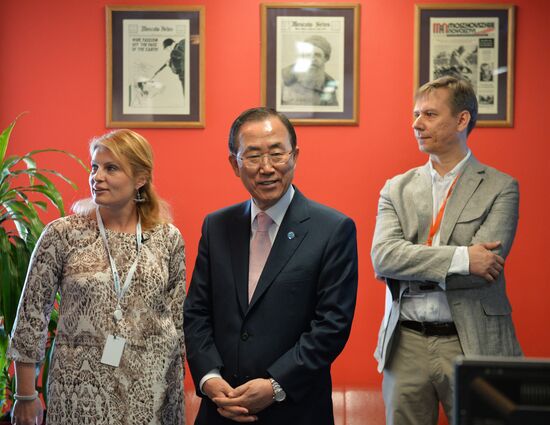 UN Secretary-General Ban Ki-moon visits RIA Novosti