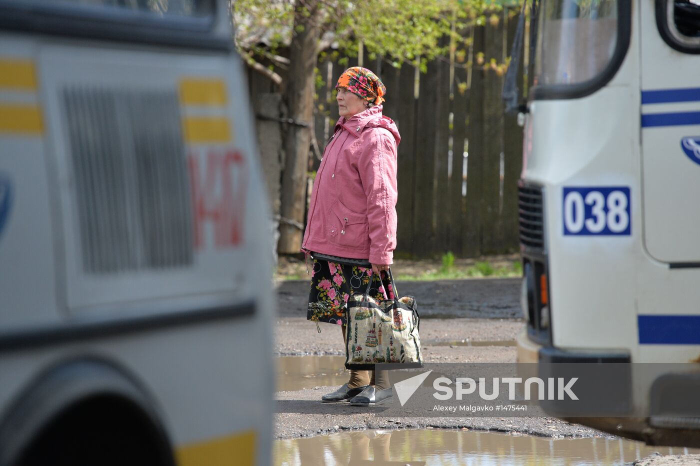 Riding commuter bus in Omsk Region