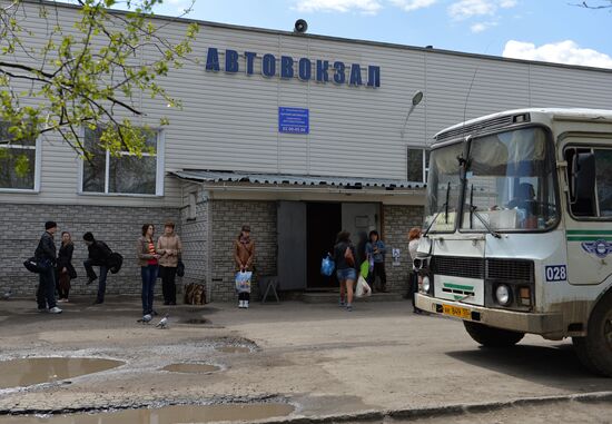Riding commuter bus in Omsk Region