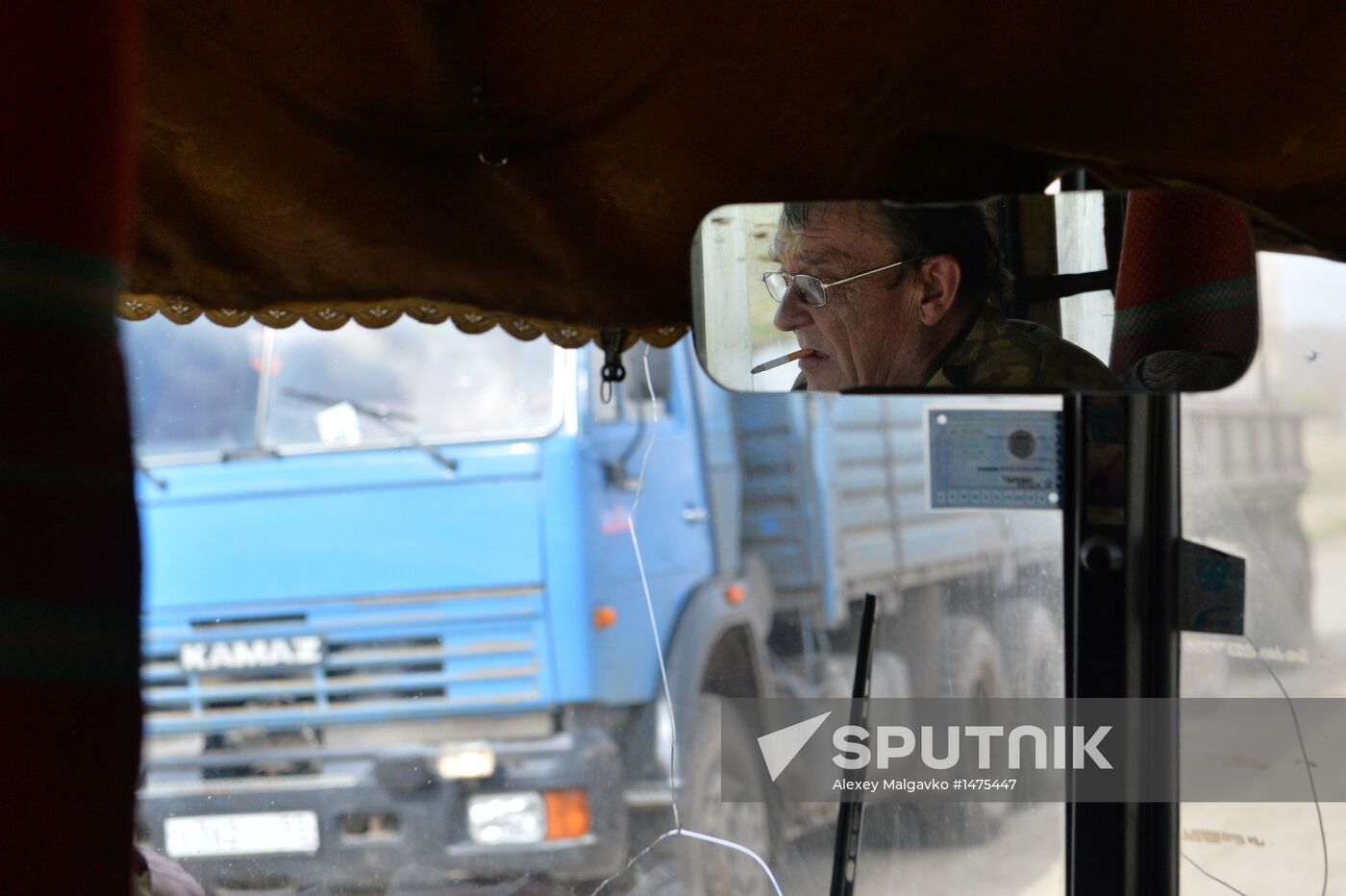 Riding commuter bus in Omsk Region
