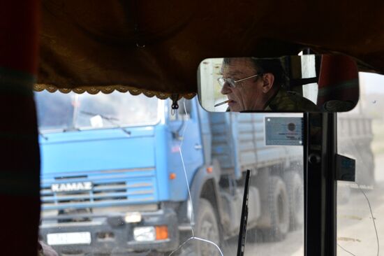 Riding commuter bus in Omsk Region
