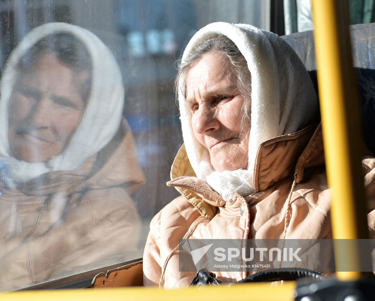 Riding commuter bus in Omsk Region
