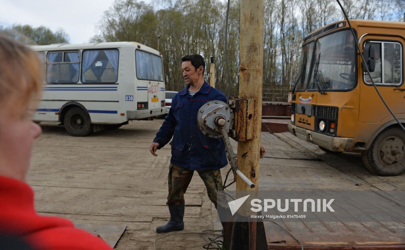 Riding commuter bus in Omsk Region