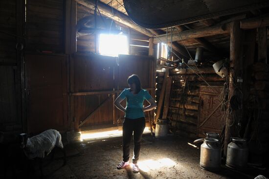 Collective farm chairman Natalya Oleneva