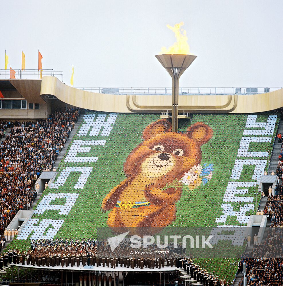 OLYMPIC BEAR CUB AT OPENING CEREMONY OLYMPIC GAMES MOSCOW SYMBOL
