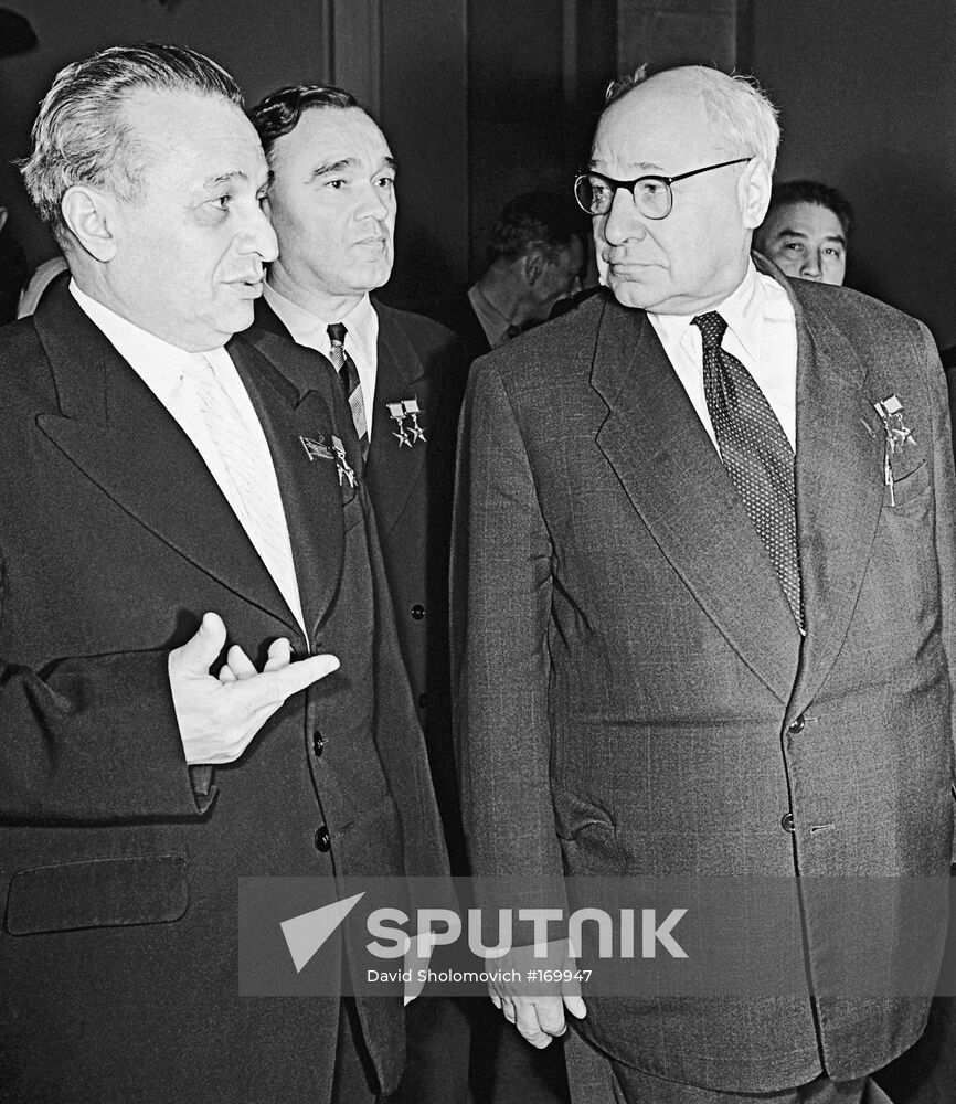 Aircraft designers Artyom Mikoyan, Alexander Yakovlev and Andrei Tupolev