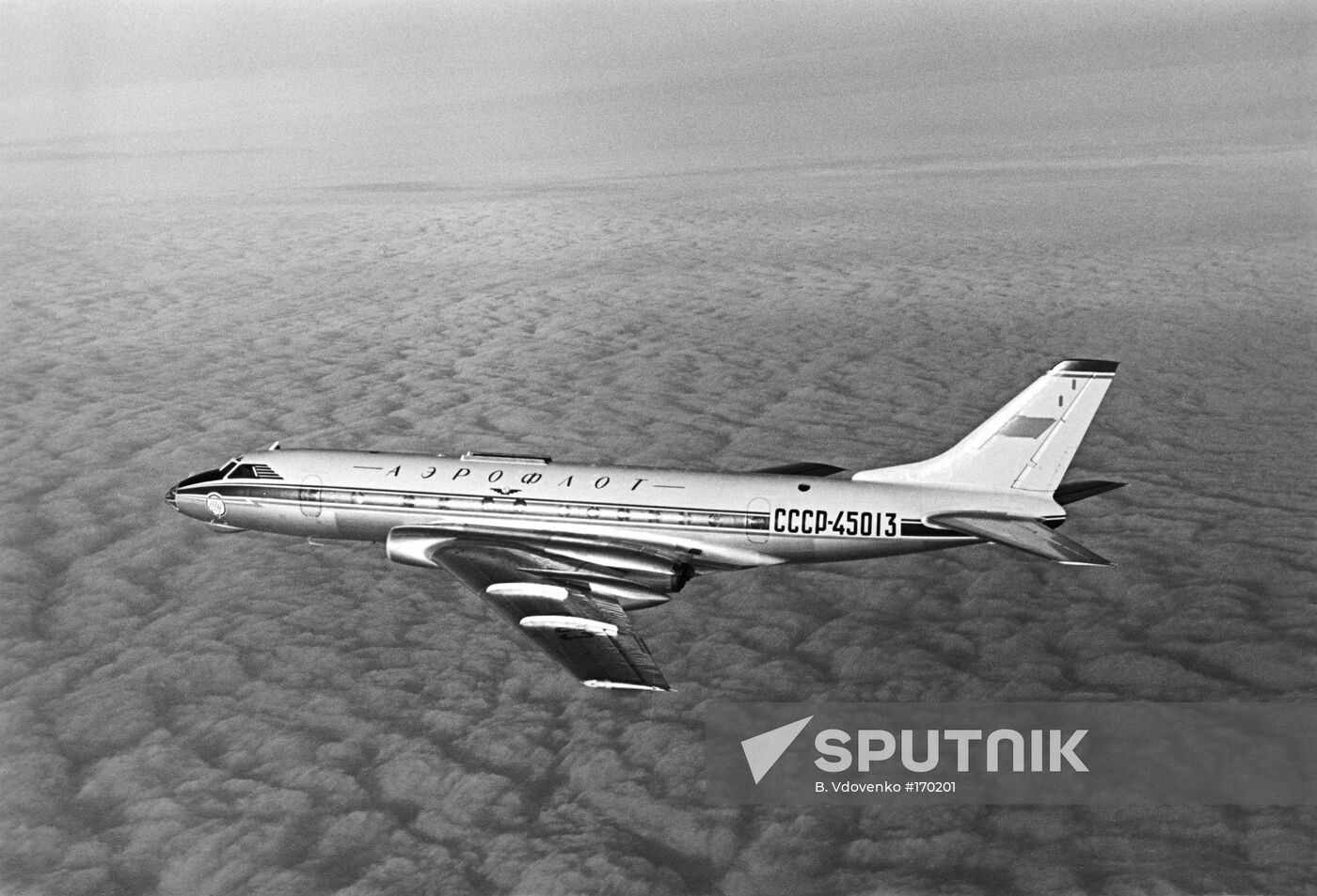 Plane,  TU-124, flight, clouds