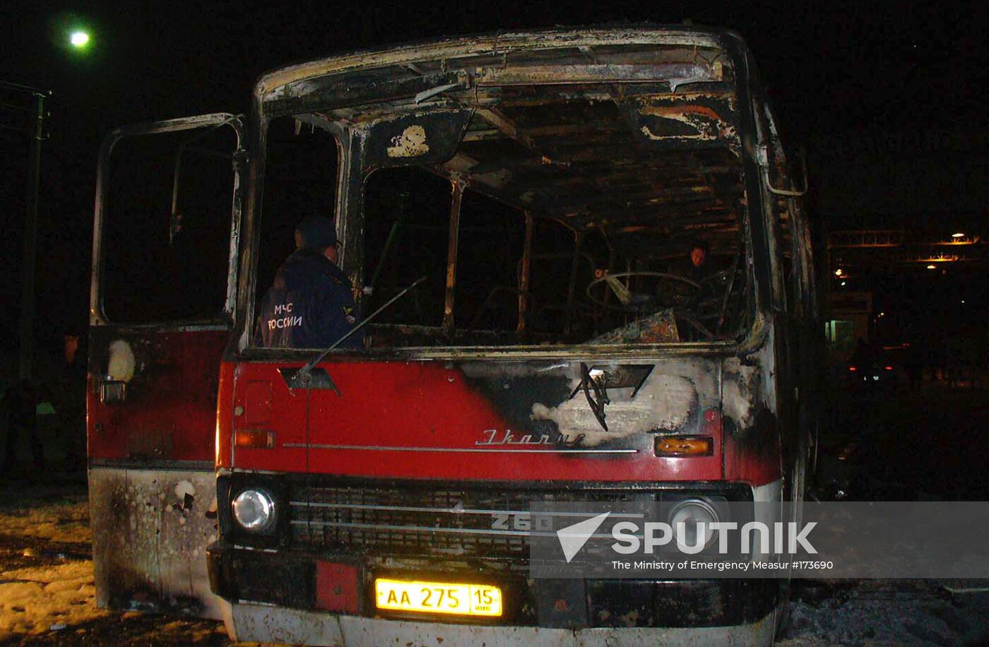 Blown-up passenger bus