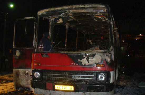 Blown-up passenger bus