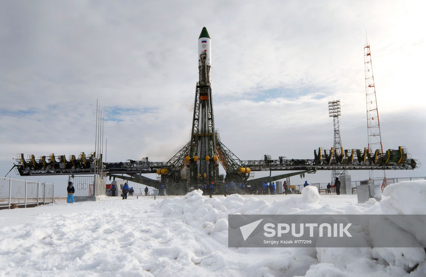 Preparing for the launch of a Soyuz-U rocket 