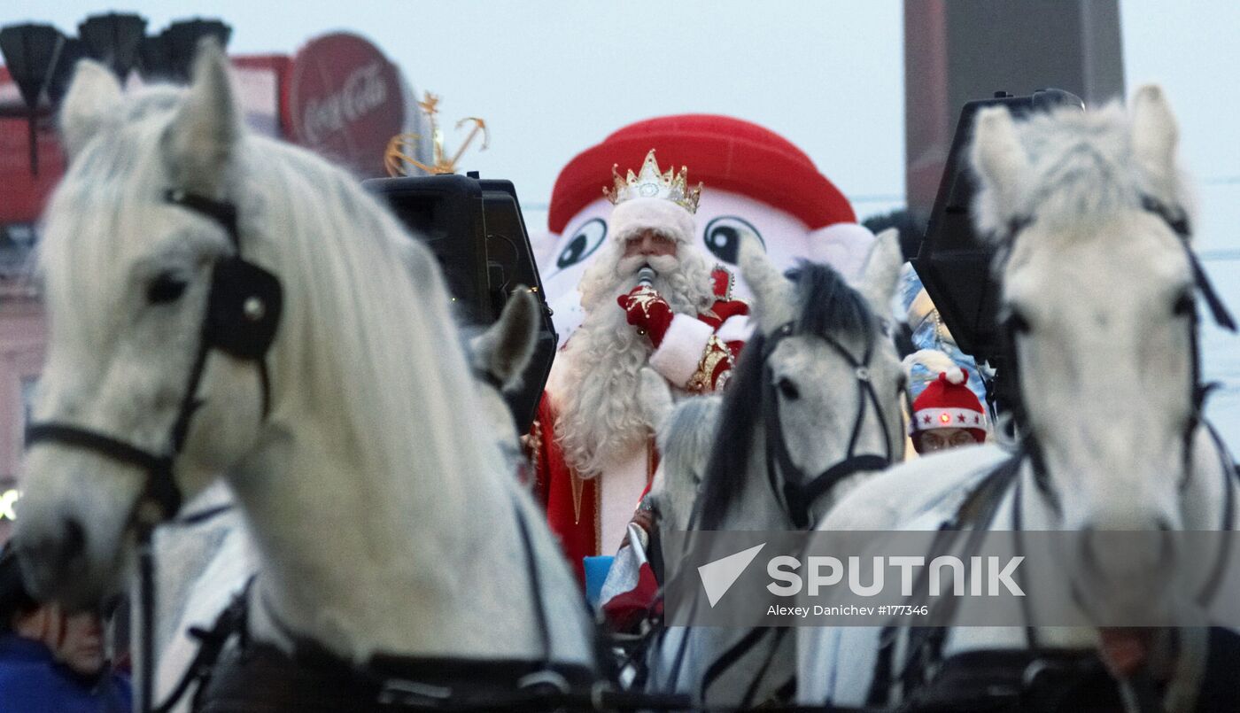 procession Grandfather Frost St Petersburg