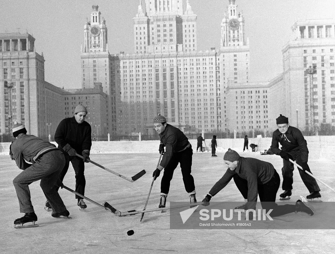 Moscow State University students playing ice hockey