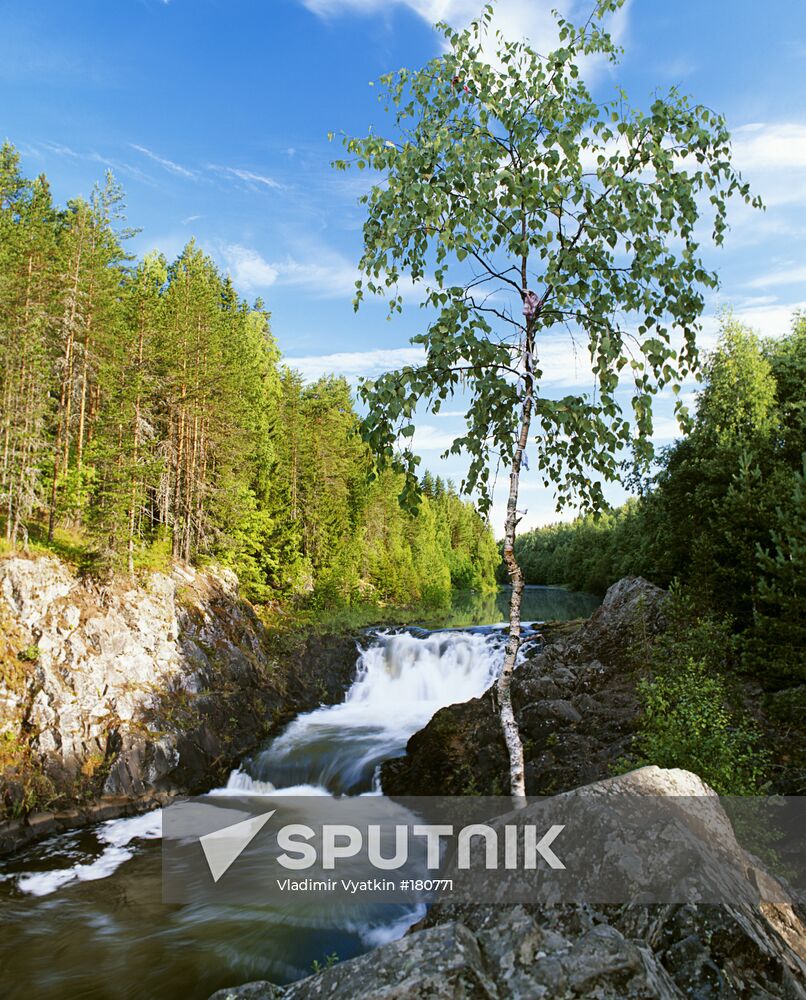 Kivach nature reserve waterfall Karelia