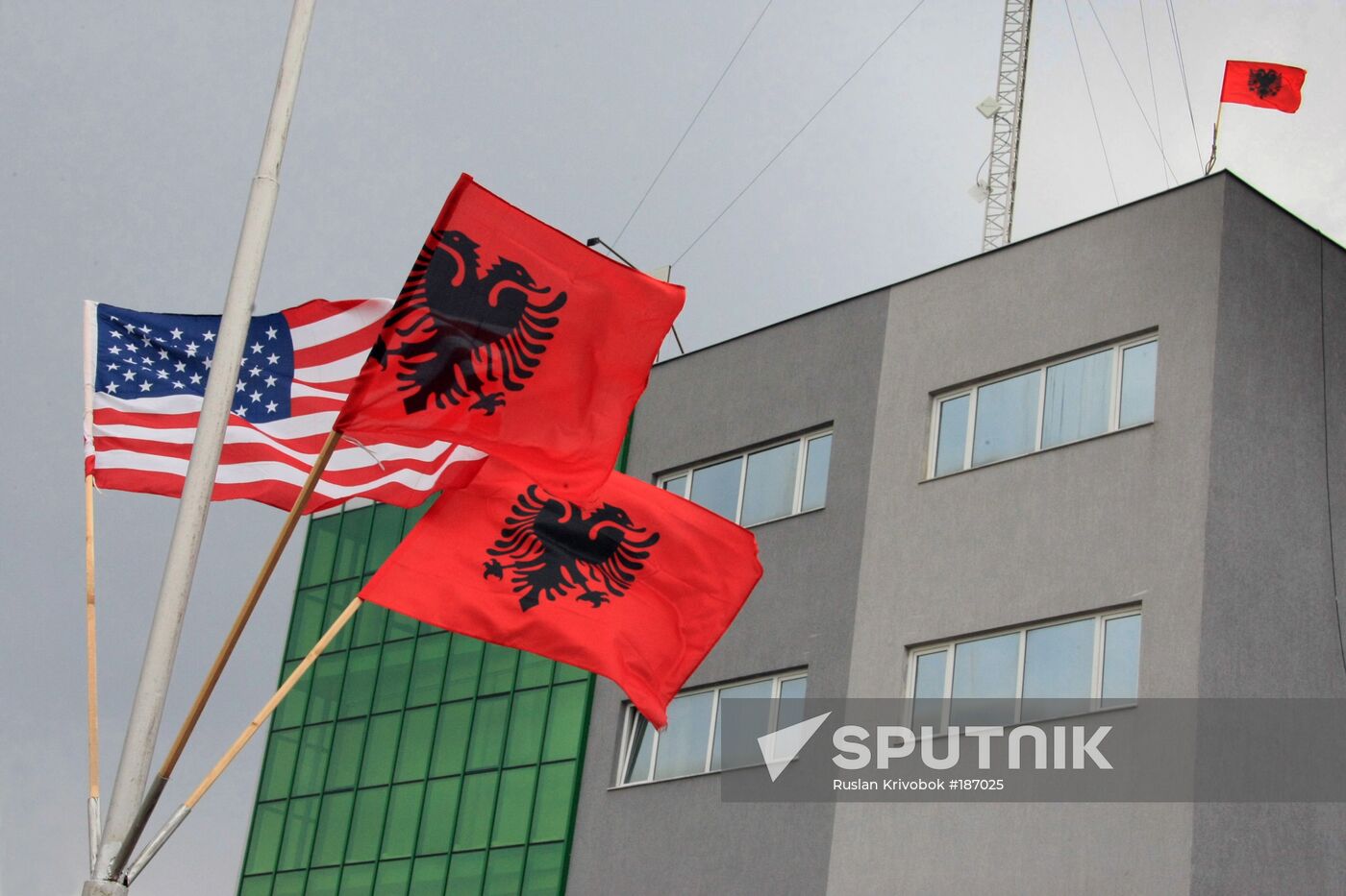 Albanian and American flags 