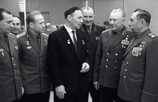 Semyon Budyonny, Alexei Leonov and Pavel Belyayev in the Kremlin
