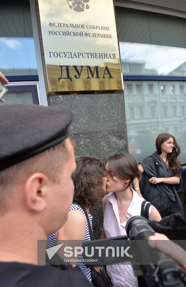 LGBT activists campaign in Moscow