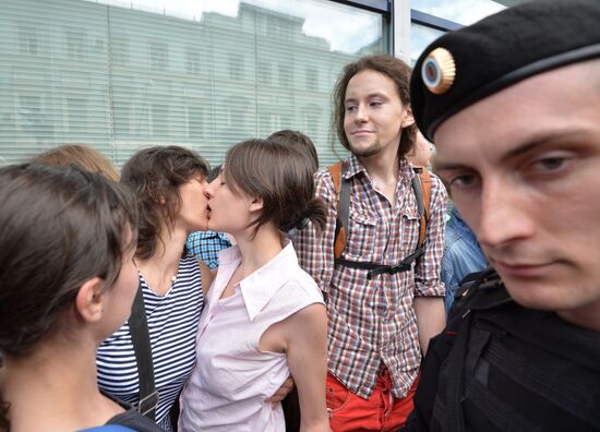 LGBT activists campaign in Moscow