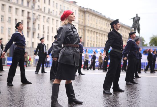 Historical carnival Parade of Districts in Moscow