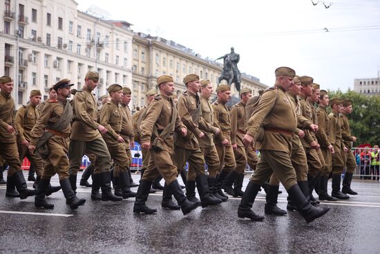 Historical carnival Parade of Districts in Moscow