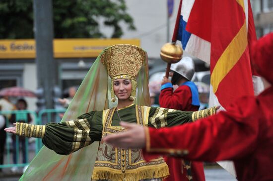 Historical carnival Parade of Districts in Moscow