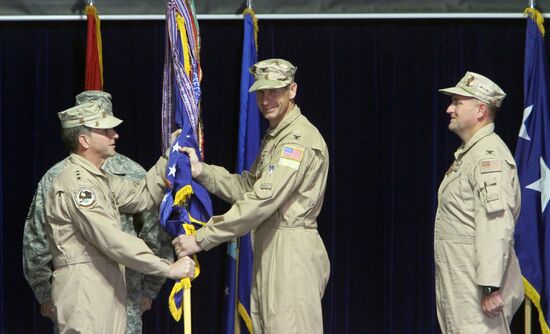 Change of command in US Transit Center at Manas Airport