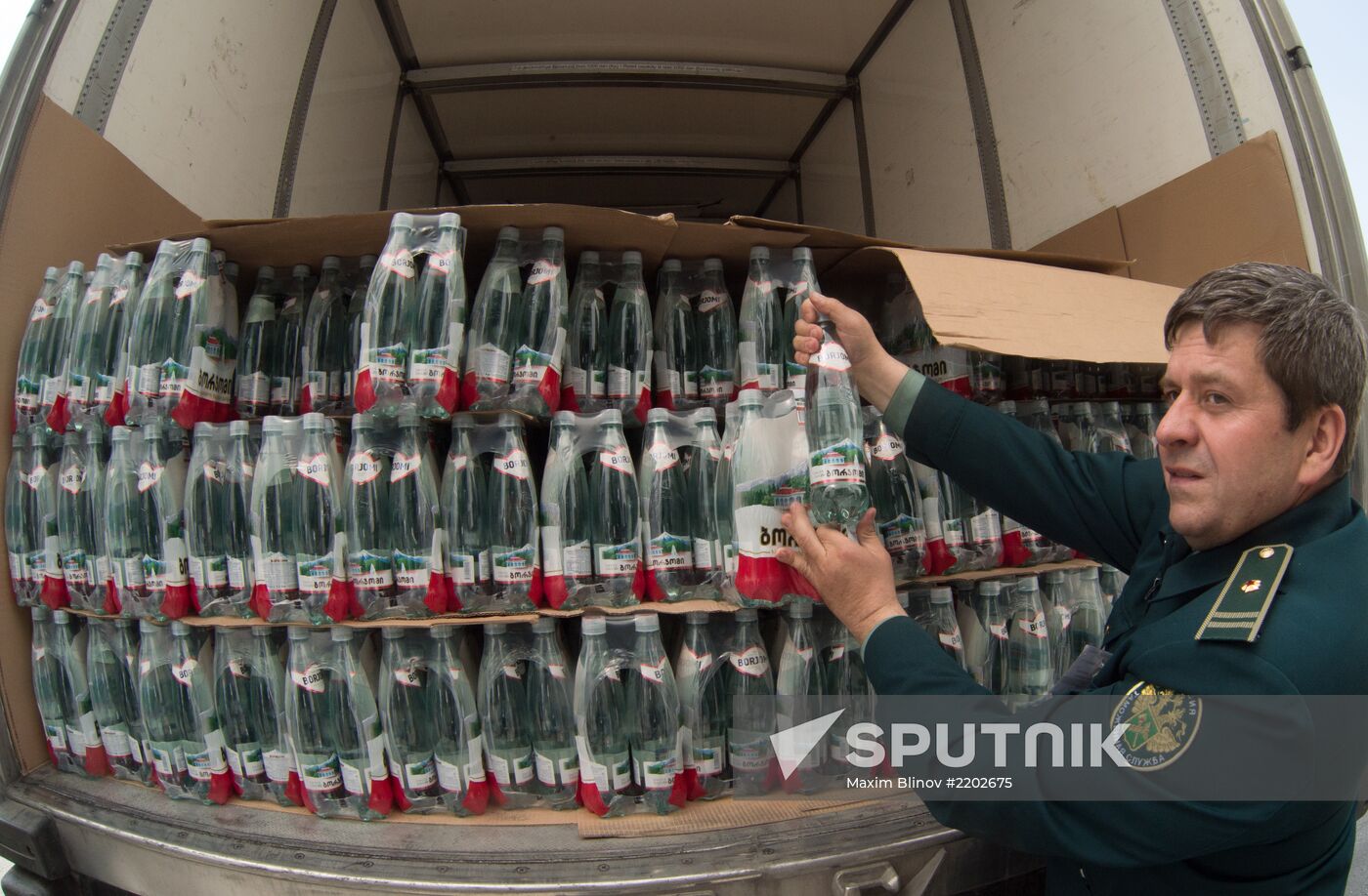 Customs inspection of Borzhomi mineral water shipment