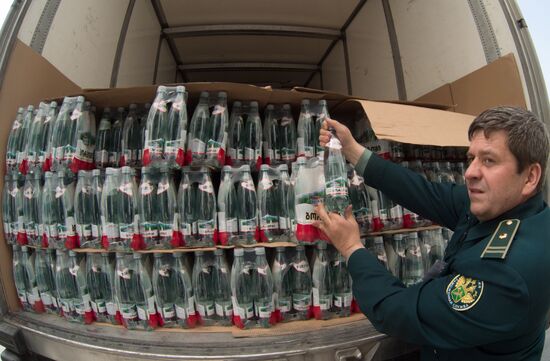 Customs inspection of Borzhomi mineral water shipment