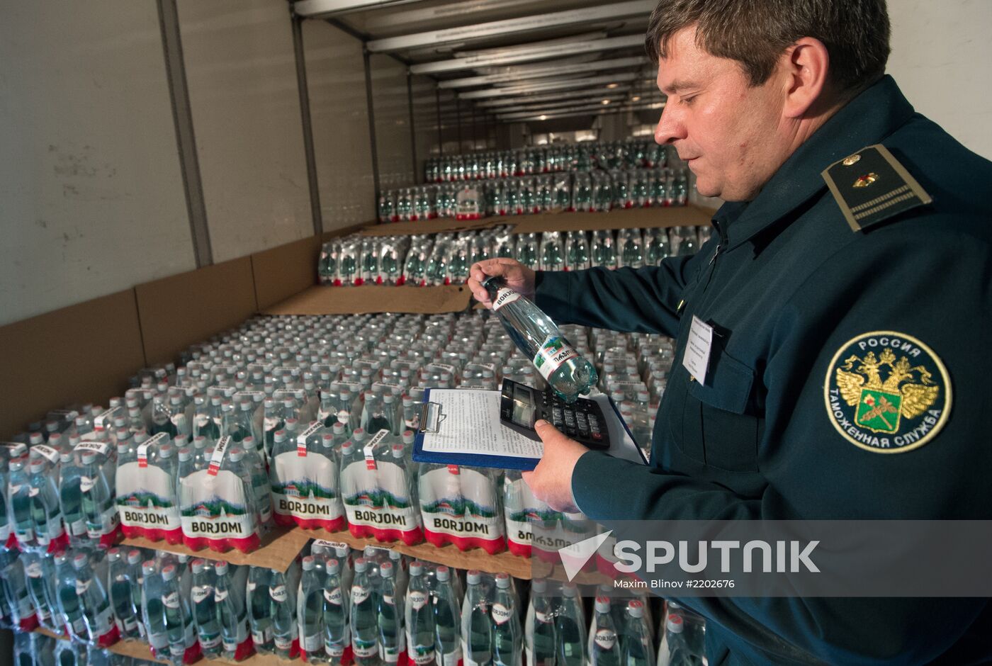 Customs inspection of Borzhomi mineral water shipment