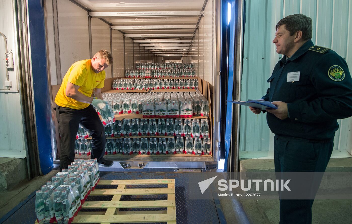 Customs inspection of Borzhomi mineral water shipment