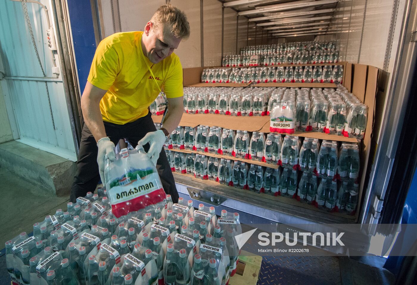 Customs inspection of Borzhomi mineral water shipment