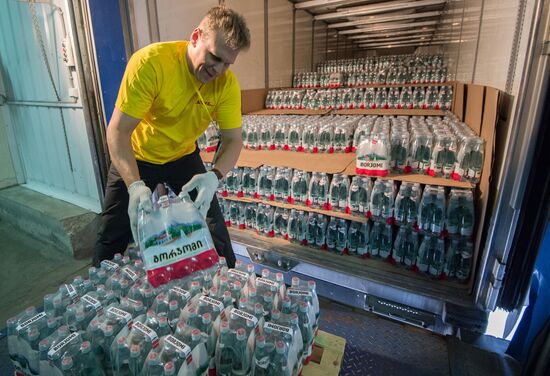 Customs inspection of Borzhomi mineral water shipment