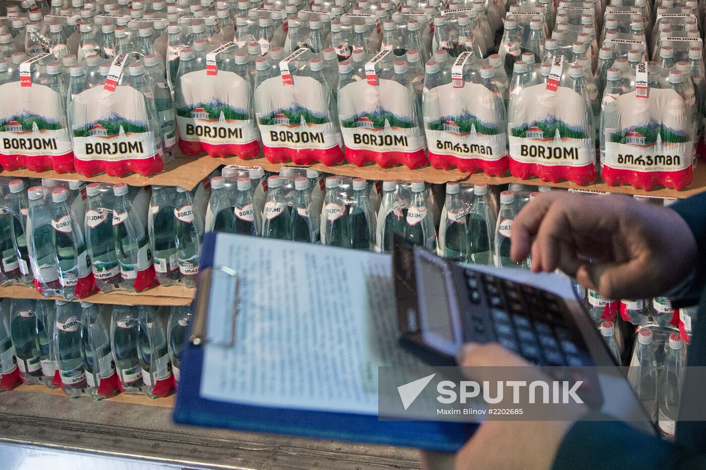 Customs inspection of Borzhomi mineral water shipment