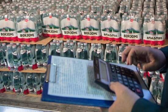 Customs inspection of Borzhomi mineral water shipment