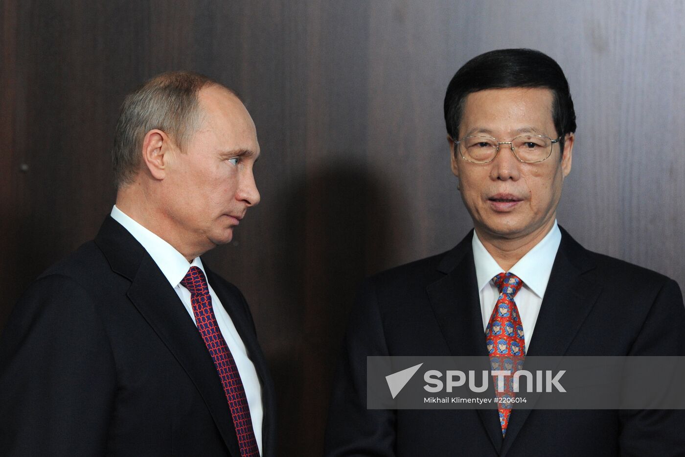 Vladimir Putin and Zhang Gaoli meet in St. Petersburg