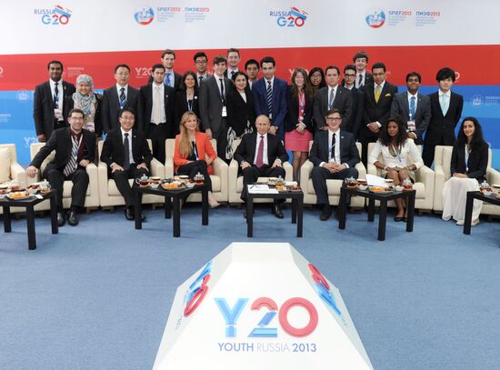 Vladimir Putin meeting with members of Y20 Russia Youth Summit