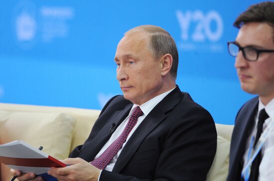 Vladimir Putin meeting with members of Y20 Russia Youth Summit