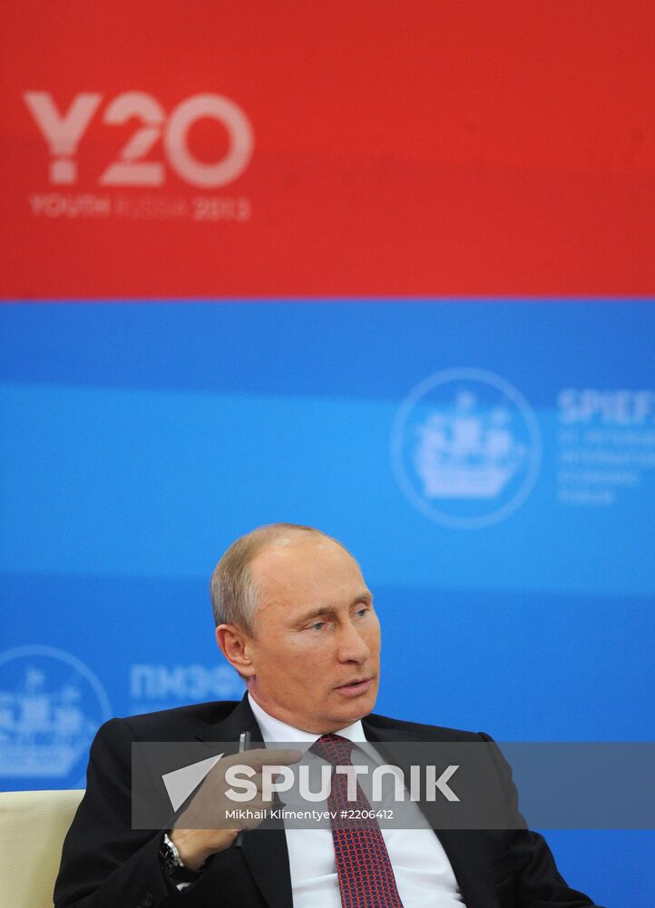 Vladimir Putin meeting with members of Y20 Russia Youth Summit