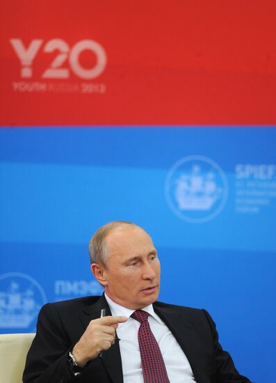 Vladimir Putin meeting with members of Y20 Russia Youth Summit