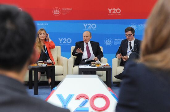 Vladimir Putin meeting with members of Y20 Russia Youth Summit