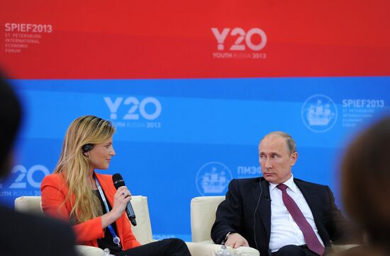 Vladimir Putin meeting with members of Y20 Russia Youth Summit