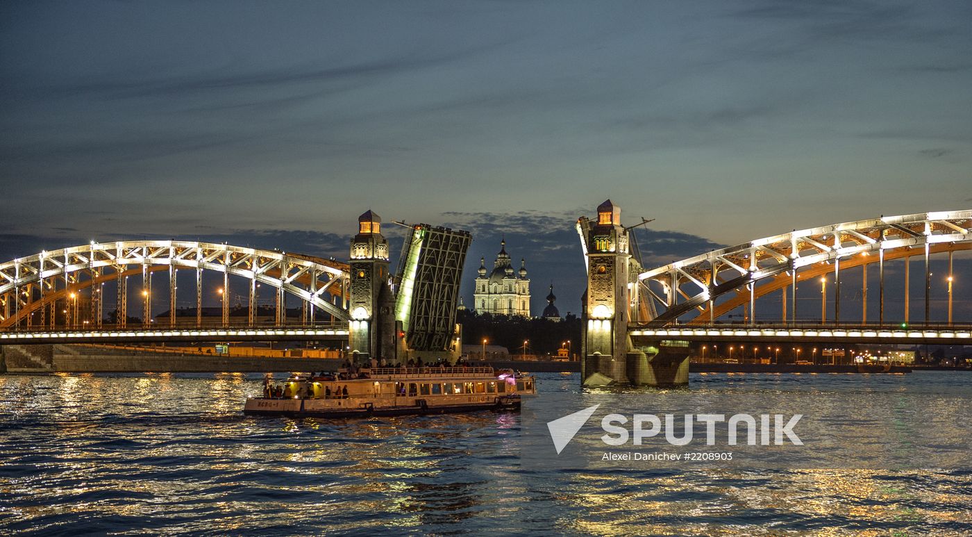 St Peter the Great Bridge drawn in St Petersburg