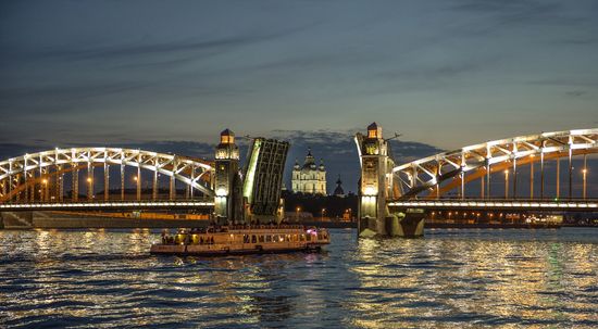 St Peter the Great Bridge drawn in St Petersburg