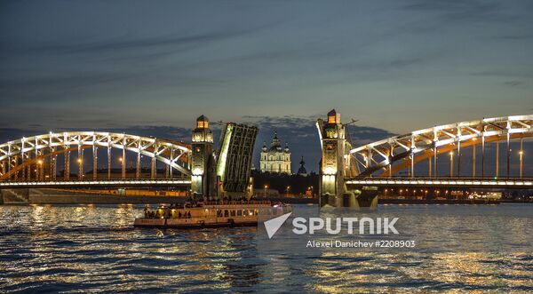 St Peter the Great Bridge drawn in St Petersburg