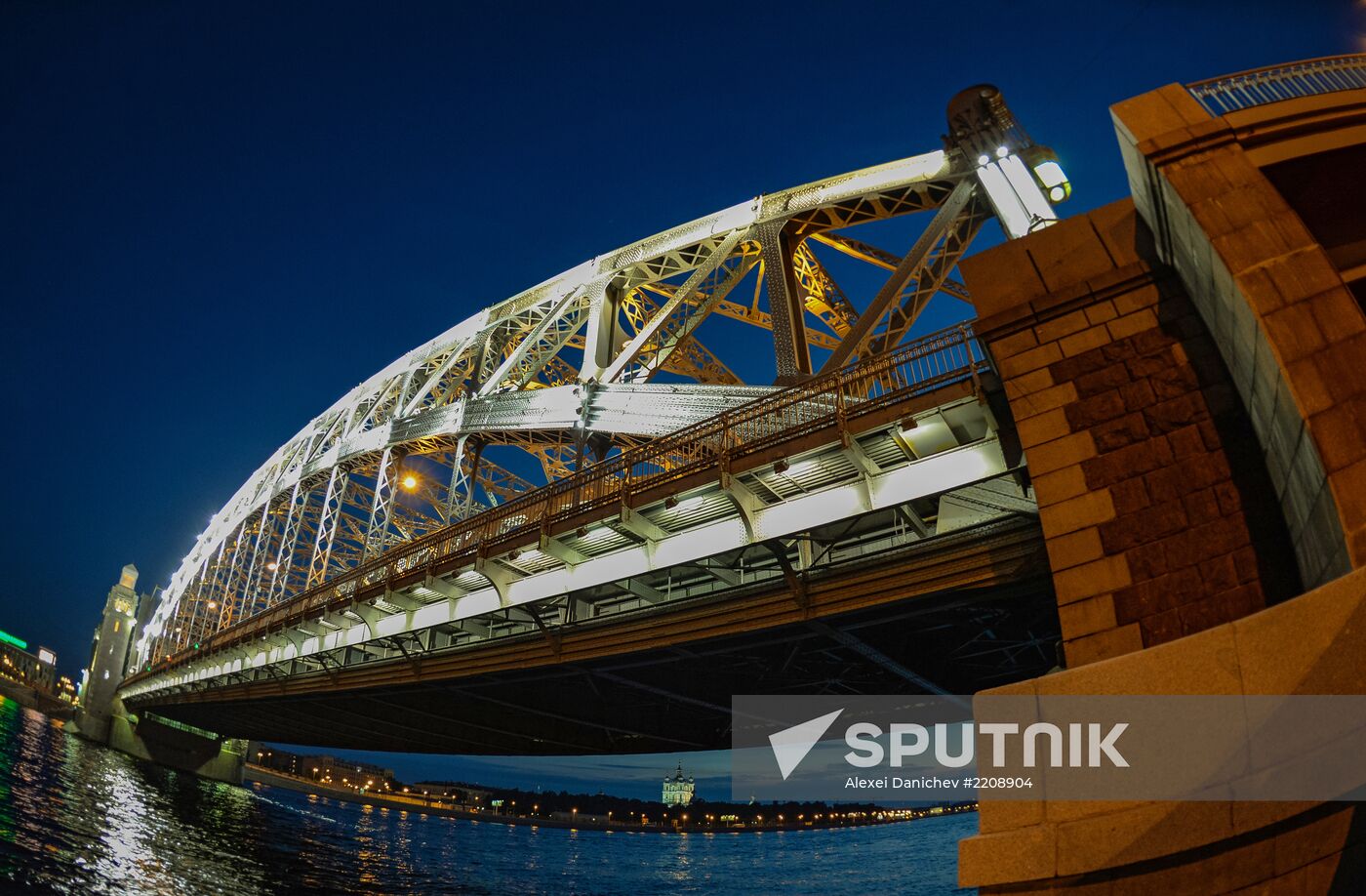 St Peter the Great Bridge drawn in St Petersburg