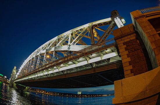 St Peter the Great Bridge drawn in St Petersburg