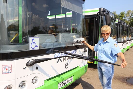 Low-floor LiAZ buses are readied for service