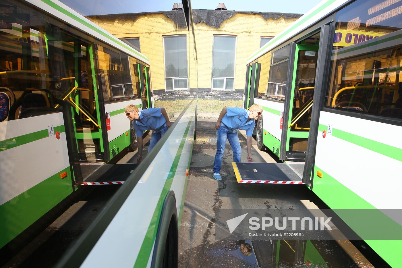 Low-floor LiAZ buses are readied for service
