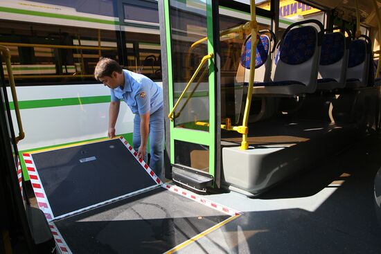 Low-floor LiAZ buses are readied for service