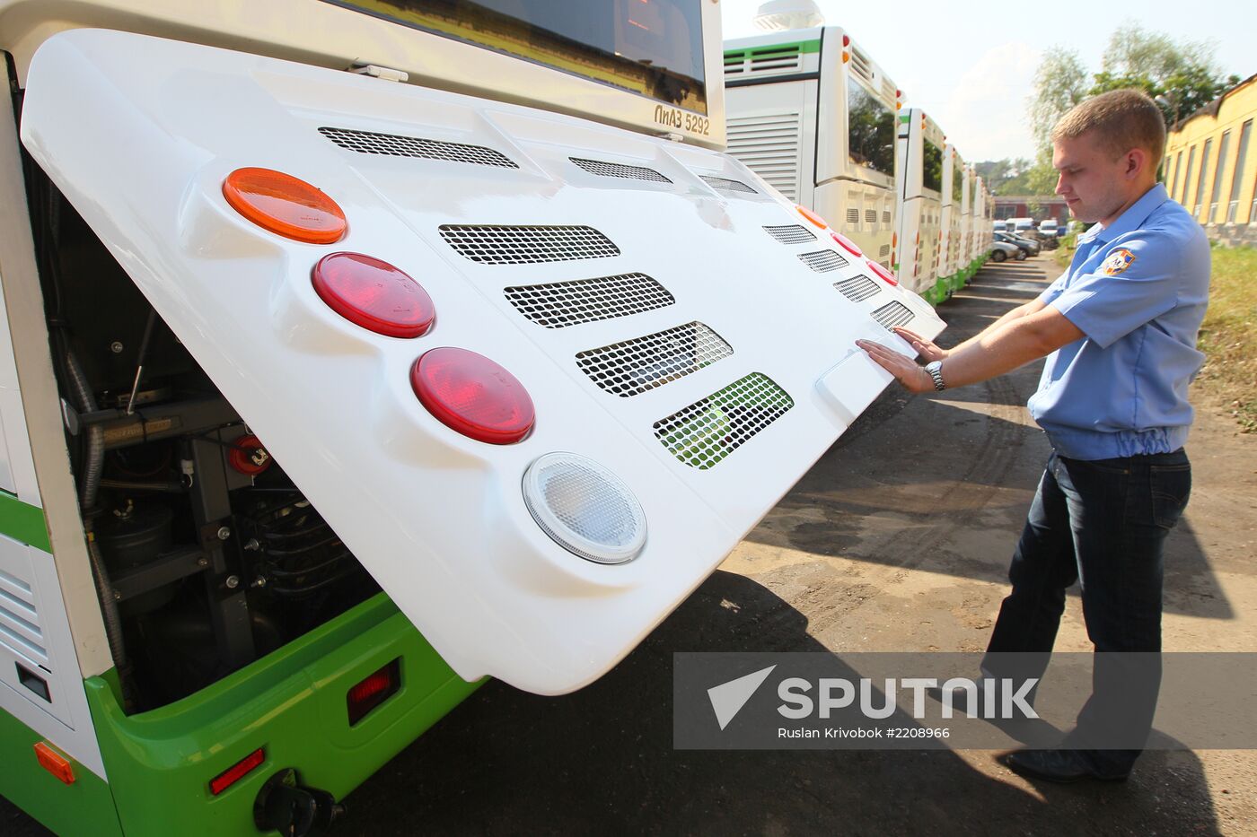 Low-floor LiAZ buses are readied for service
