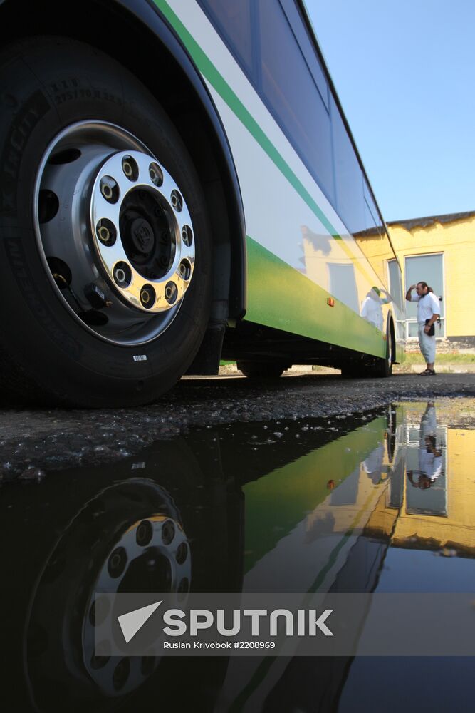 Low-floor LiAZ buses are readied for service